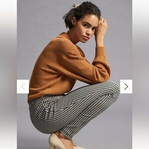 Maeve Anthropologie Plaid Leggings High Waisted Gingham‎ Black White Size 12